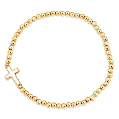 White Cross Faith Bracelet in Gold