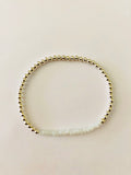 Crystal White Beaded Bracelet in Gold