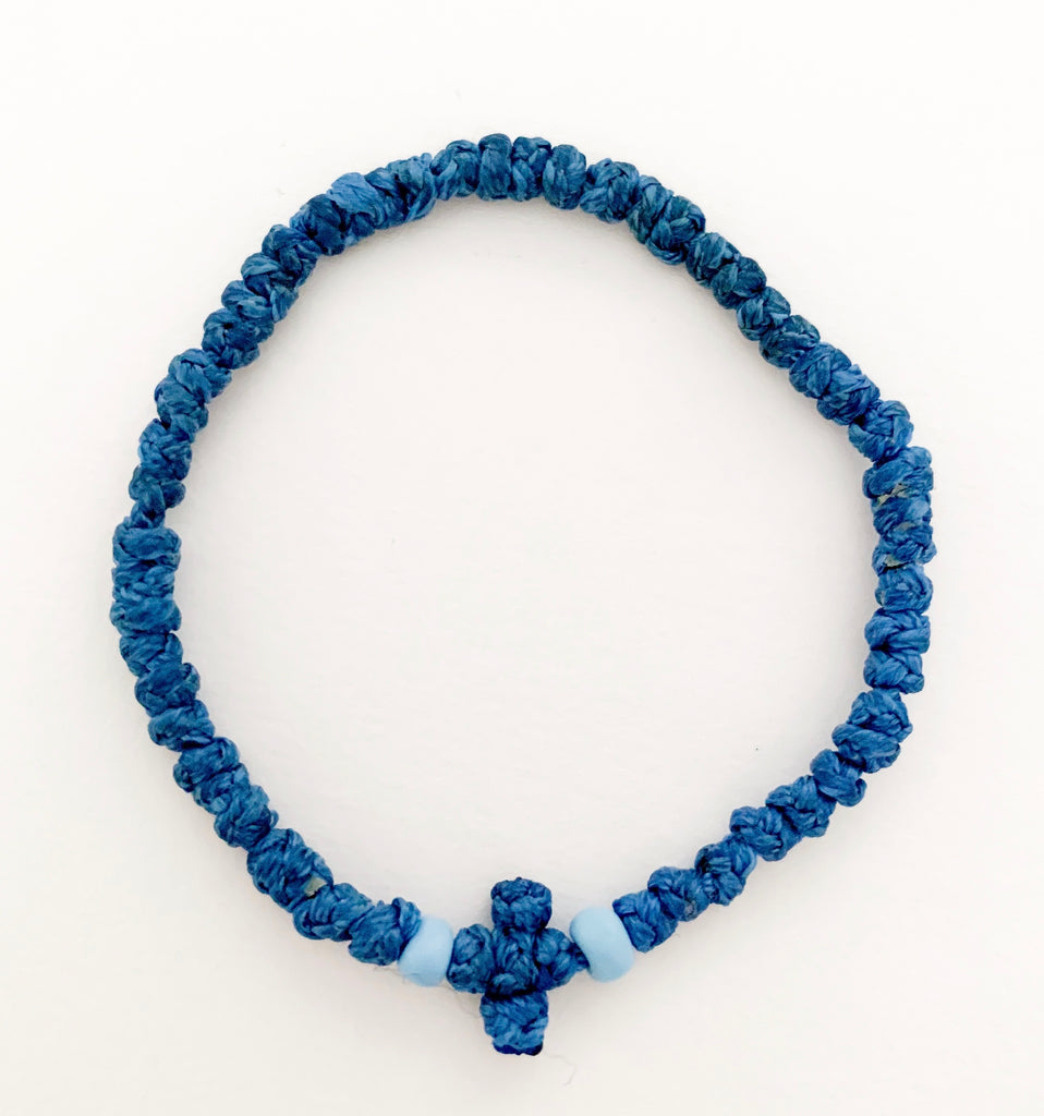 Blue Komboskini with Pale Blue Beads