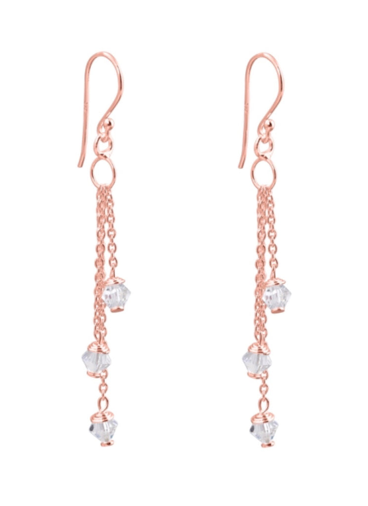 Havana Drop Crystal Earrings in Rose Gold