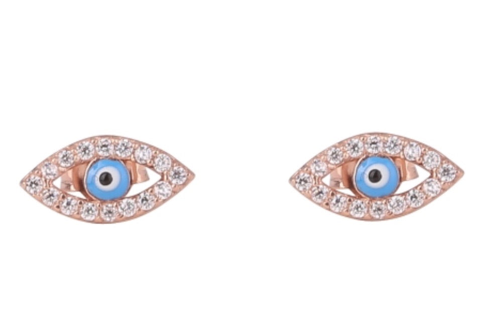 Slant Eye Earrings in Rose Gold