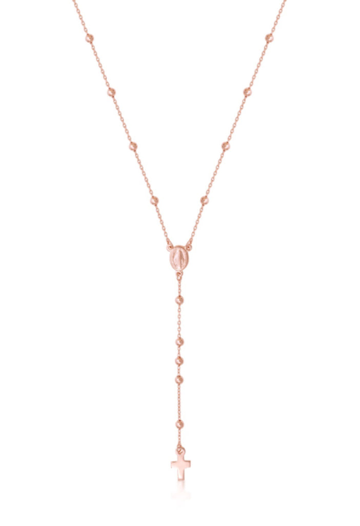 Rosary Necklace in Rose Gold (Shorter version)