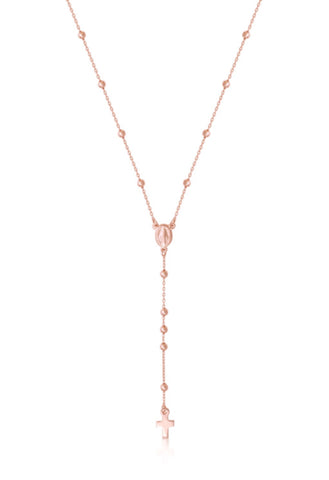 Rosary Necklace in Rose Gold (Shorter version)