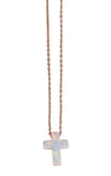 White Opalite Cross Necklace in Gold