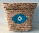 Seagrass Basket with Turquoise Evil Eye