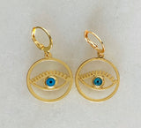 Hoop Lash Evil Eye Earrings in Gold