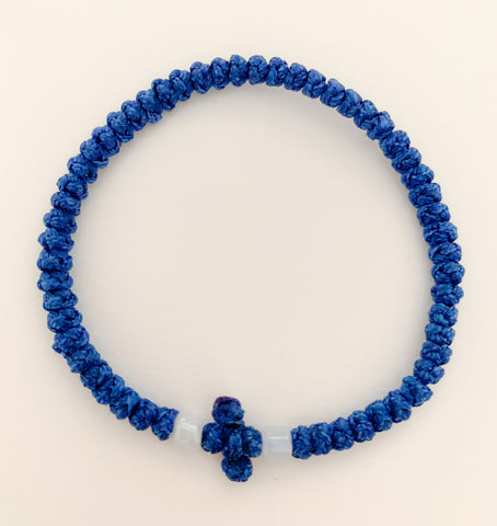 Dark Blue Komboskini with White Beads