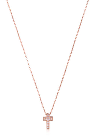 Mini Block Cross in Rose Gold