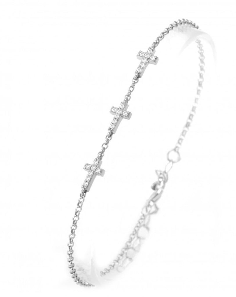 Mini Cross Charms Bracelet in Sterling Silver
