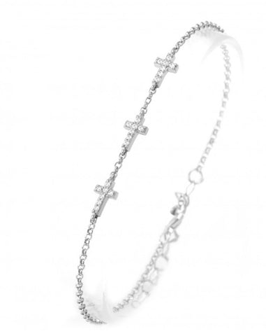 Mini Cross Charms Bracelet in Sterling Silver