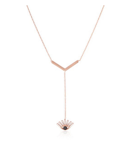 Feel Protected Lariat Necklace in Rose Gold