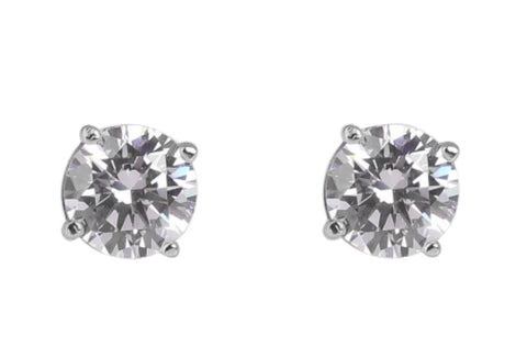 Round Diamonte 8mm Stud Earrings in Sterling Silver