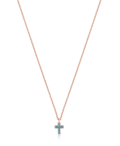 Mini Nano Cross Necklace in Rose Gold