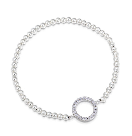 Open Circle Beaded Bracelet in Sterling Silver