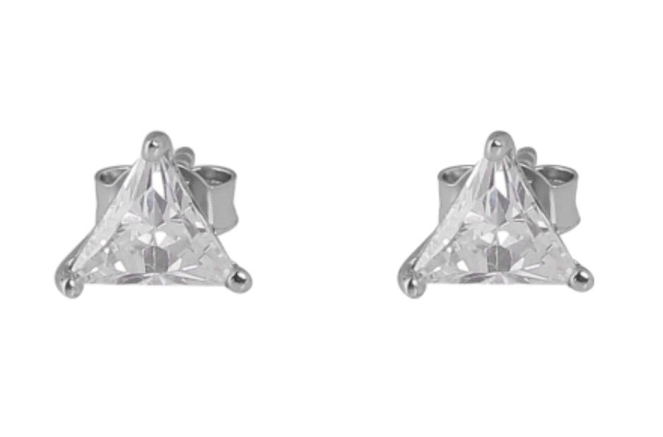 Diamonte Triangle 6mm Stud Earrings in Sterling Silver