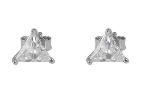 Diamonte Triangle 6mm Stud Earrings in Sterling Silver