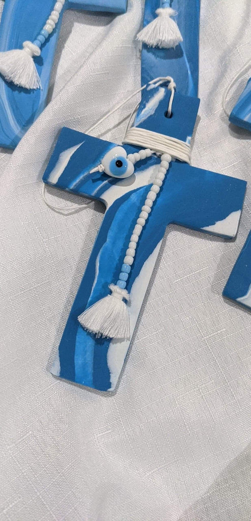 ‘Plethora’ Blue and White Marbled Cross