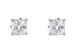 Diamonte Square 6mm Stud Earrings in Sterling Silver