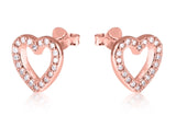 Open Heart Stud Earrings in Rose Gold