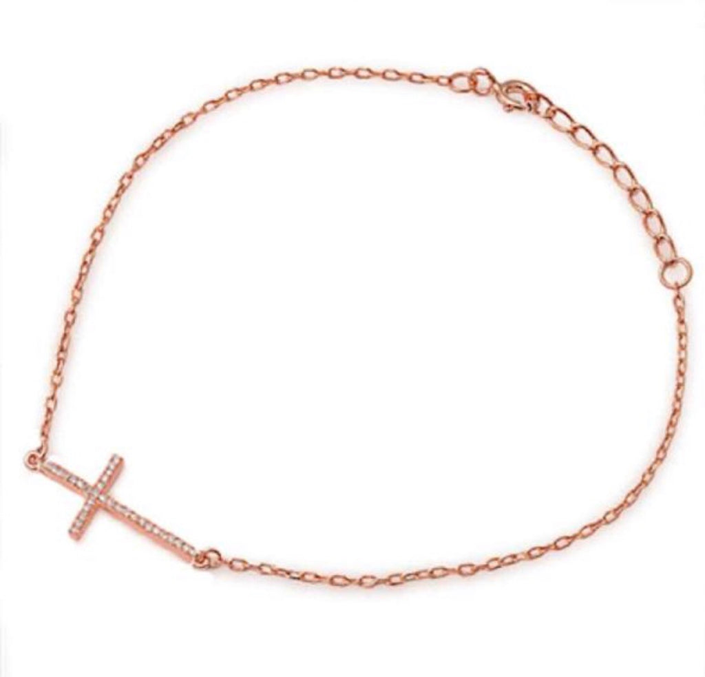 Diamond Cross Bracelet in 14K Rose Gold | KLENOTA