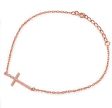 Side Cross Chain Bracelet in Rose Gold
