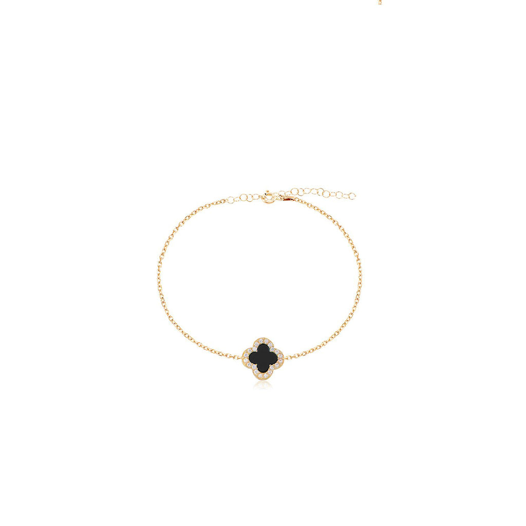 Fortuna Bracelet Black Clover in Gold
