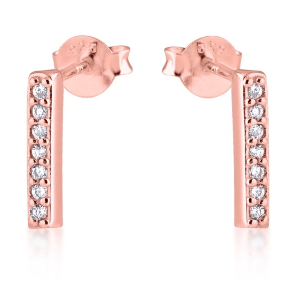 Bar Line Earrings in Rose Gold