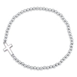 Faith White Cross Beaded Bracelet in Sterling Silver