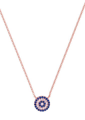 Blue Eye Necklace in Rose Gold