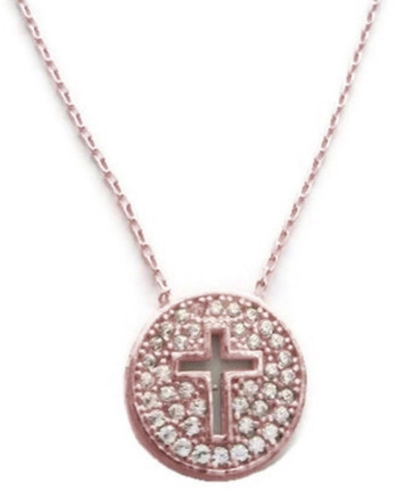 Cut Out Cross Necklace in Rose Gold