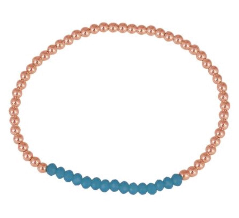 Crystal Turquoise Beaded Bracelet in Gold