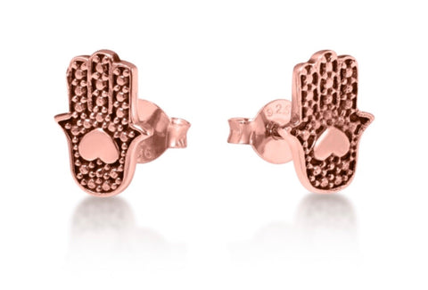 Hamsa Hand Earrings in Rose Gold