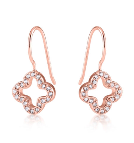 Clover Drop Earrings in Rose Gold