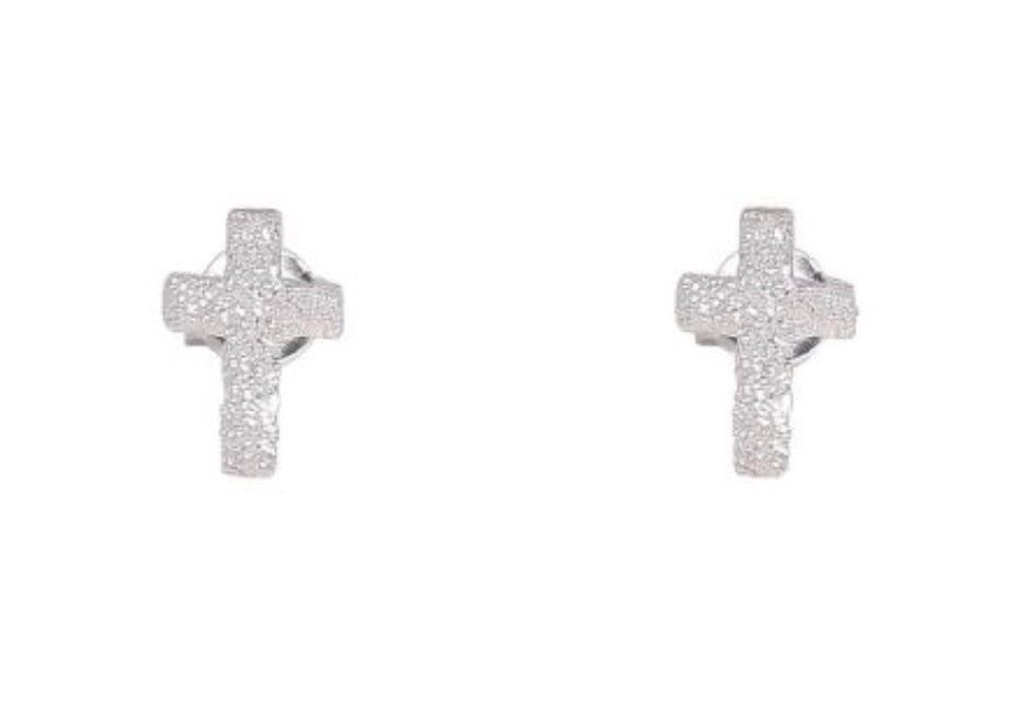 Mini Cross Earrings in Sterling Silver