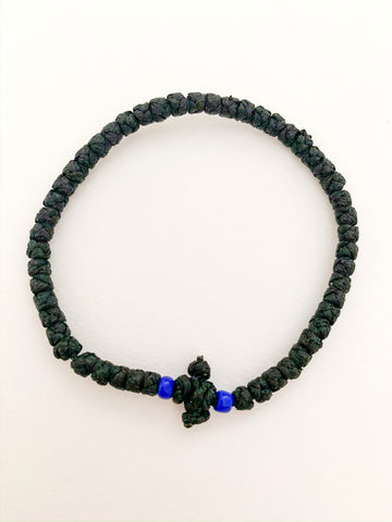 Black Komboskini with Opaque Dark Blue Beads