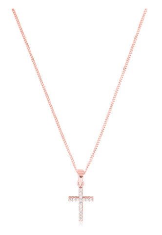 Luann Delicate Cross Necklace in Rose Gold