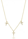 Trio Cross Necklace in Gold