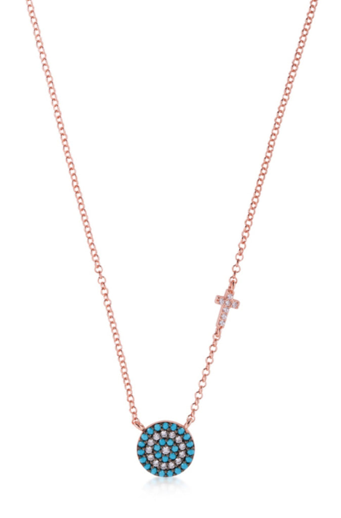 Big Eye and Cross Nano Necklace in Sterling Silver