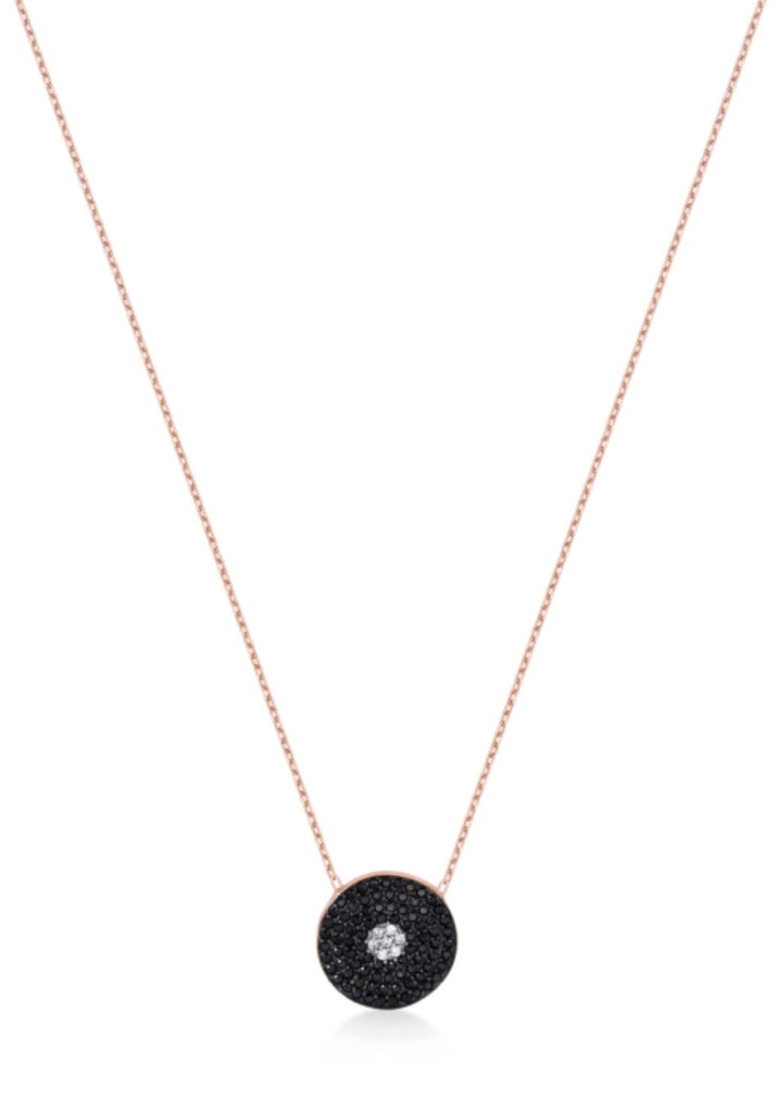 Natural Black Diamond Necklace, 14k Solid Gold White Diamond Necklace,