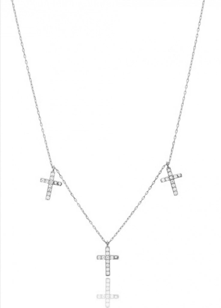 Trio Cross Necklace in Sterling Silver