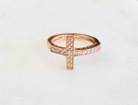 Cross Ring in Rose Gold