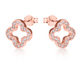 Open Clover Stud Earrings in Rose Gold