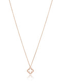 Open Clover White Diamond Necklace in Rose Gold