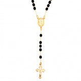 Nero Crystal Rosary Necklace in Gold