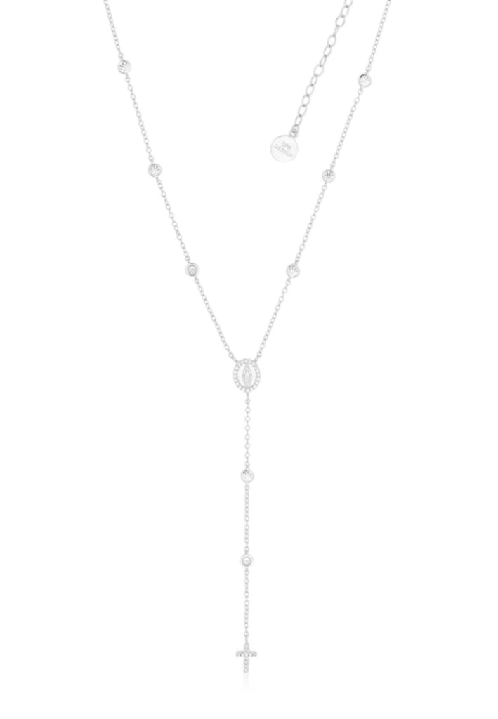 Diamanté Rosary Necklace in Sterling Silver