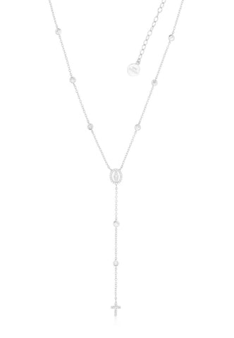 Diamanté Rosary Necklace in Sterling Silver