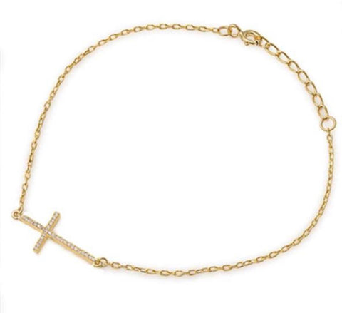 Side Cross Chain Bracelet in Gold