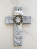 Stefana Luxe Marbled Silver Cross