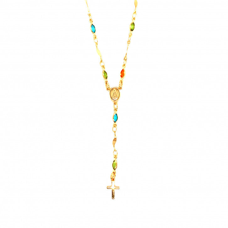 Multicolour Rosary Necklace in Gold