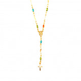 Multicolour Rosary Necklace in Gold